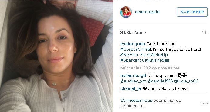 Eva Longoria sans maquillage au réveil