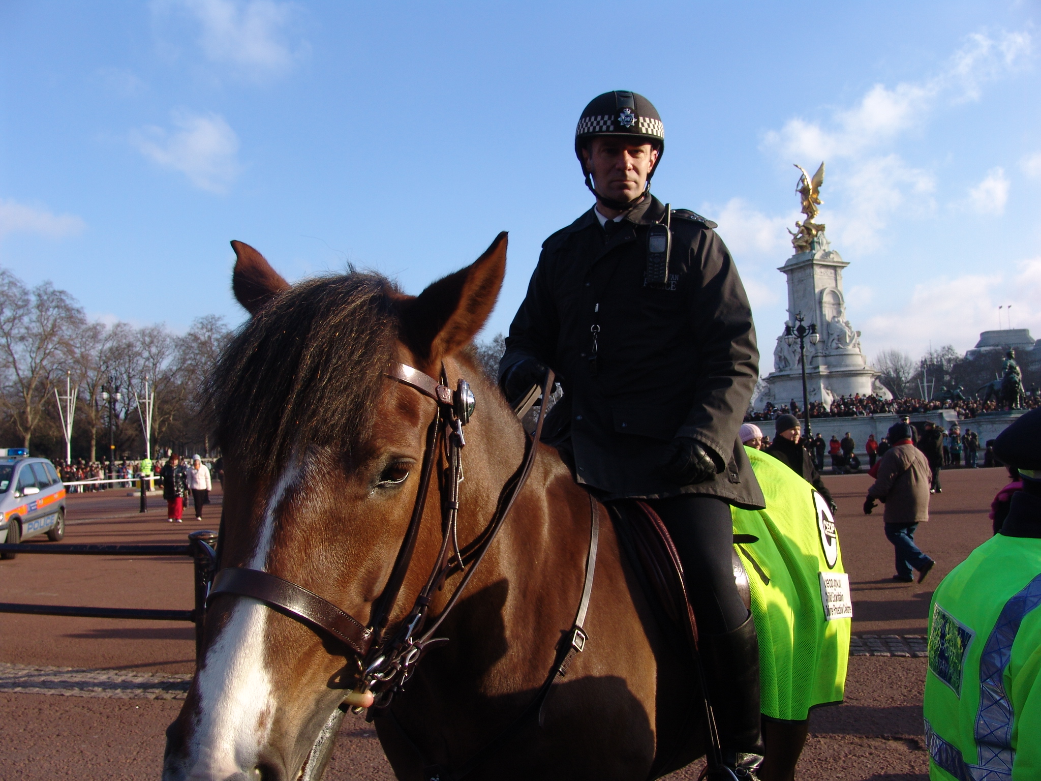 Un motard arrêté par la police montée à Londres