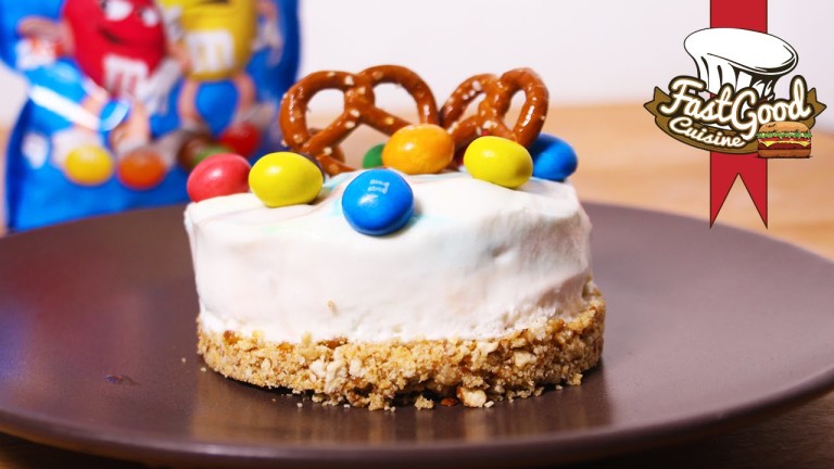 Recette sans cuisson du Cheesecake M&m’s et Bretzel