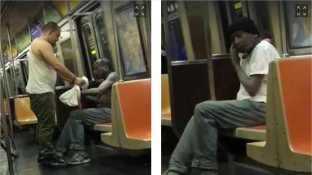 Émouvant : Un homme donne son t-shirt et son bonnet à un SDF…