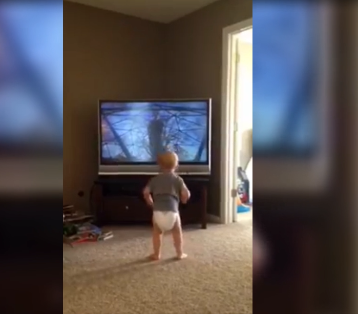 Quand un bébé s’entraine devant Rocky !!