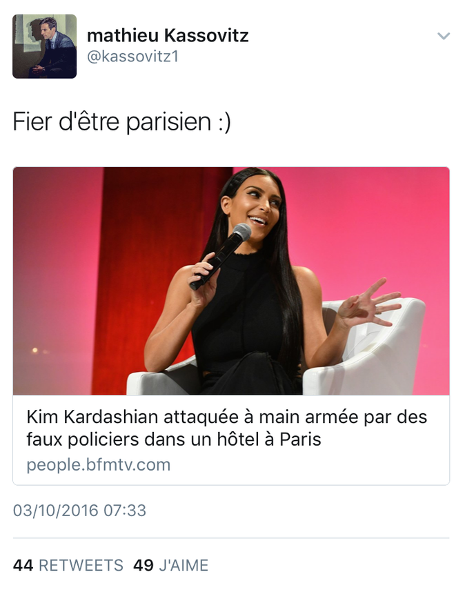 16 tweets à mourir de rire en réponse au braquage de Kim Kardashian !