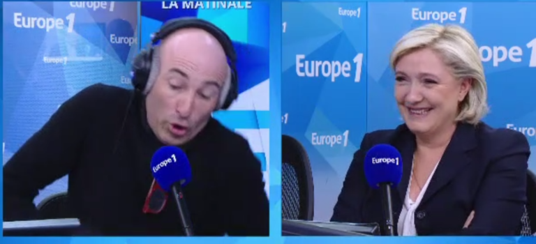 Marine Le Pen rit jusqu&rsquo;aux larmes face à Nicolas Canteloup sur Europe 1