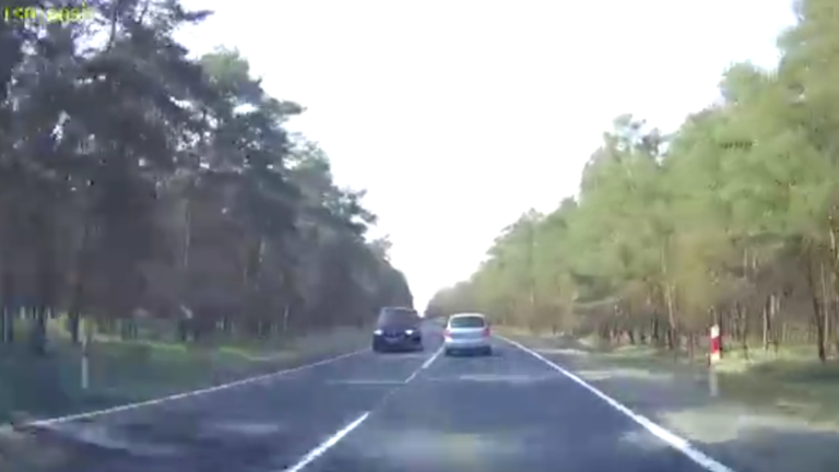 Un automobiliste polonais double une file de voitures