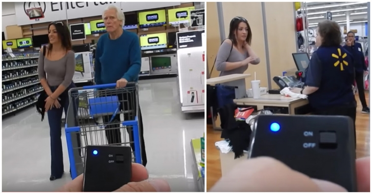 Son homme lui a offert une culotte vibrante qu&rsquo;il active dans un grand magasin