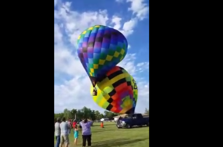 Un homme se retrouve suspendu dans le vide après le crash de montgolfière