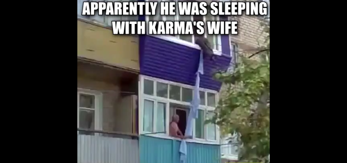 L&rsquo;amant de cette femme s&rsquo;enfuit par la fenêtre mais se rate complétement