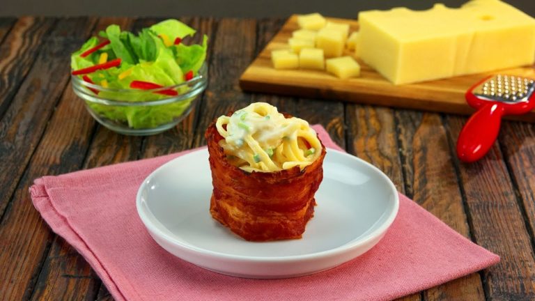 Recette : Panier croustillant de linguine crémeuses.