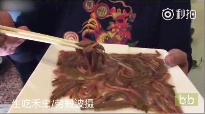 Cet homme mange des assiettes entières de vers de terre