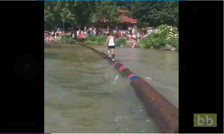 Impressionnant, elle court sur des troncs d&rsquo;arbres dans l&rsquo;eau !