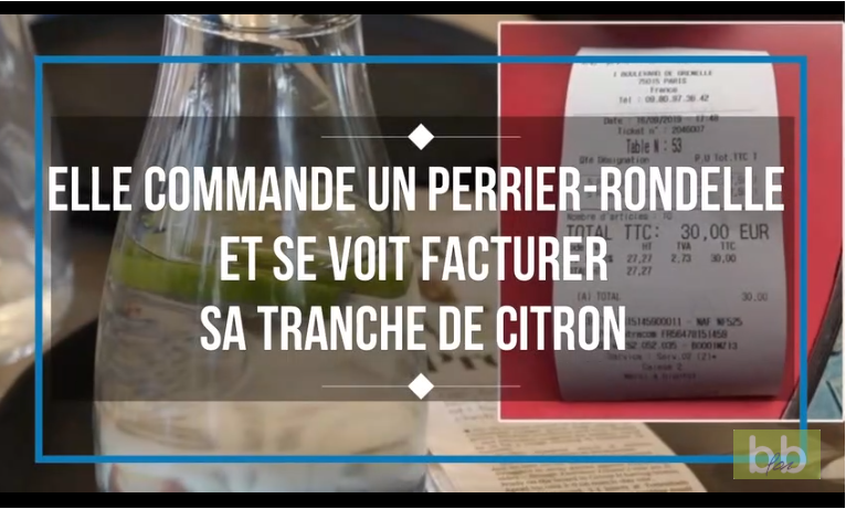 Elle commande un Perrier-rondelle à Paris