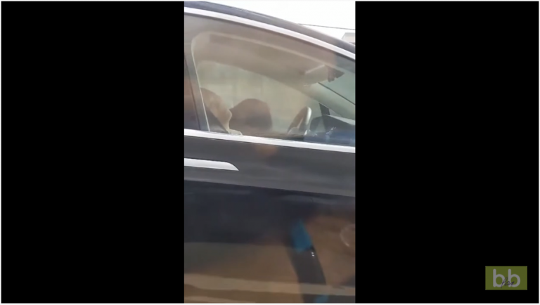 Une Tesla qui roule seule avec le chauffeur en plein sommeil