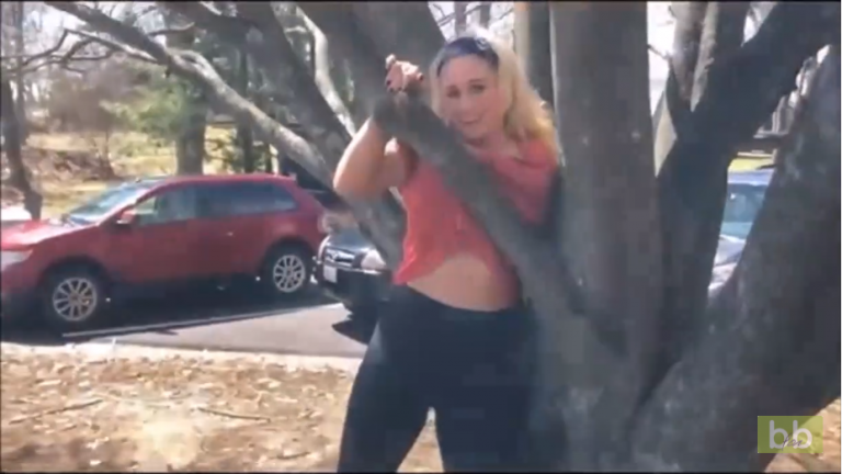 Une femme se retrouve coincée dans un arbre pour une raison tellement drôle