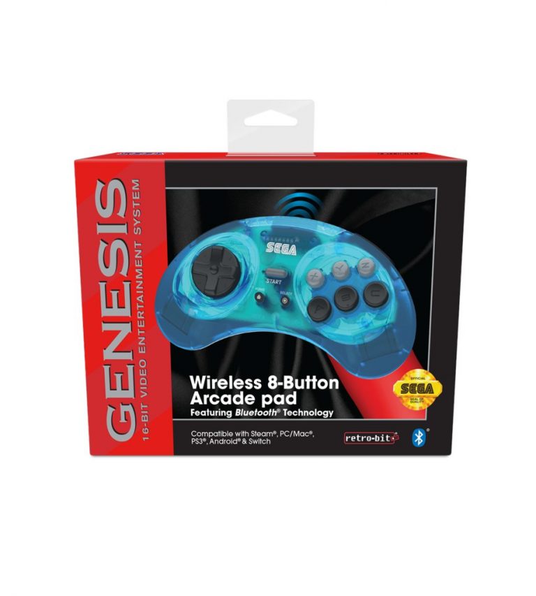 Contrôleur Bluetooth SEGA Genesis -MegaDrive officiel (noir & Bleu clair)