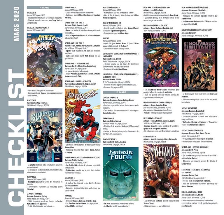 Le planning comics de mars de Panini Comics
