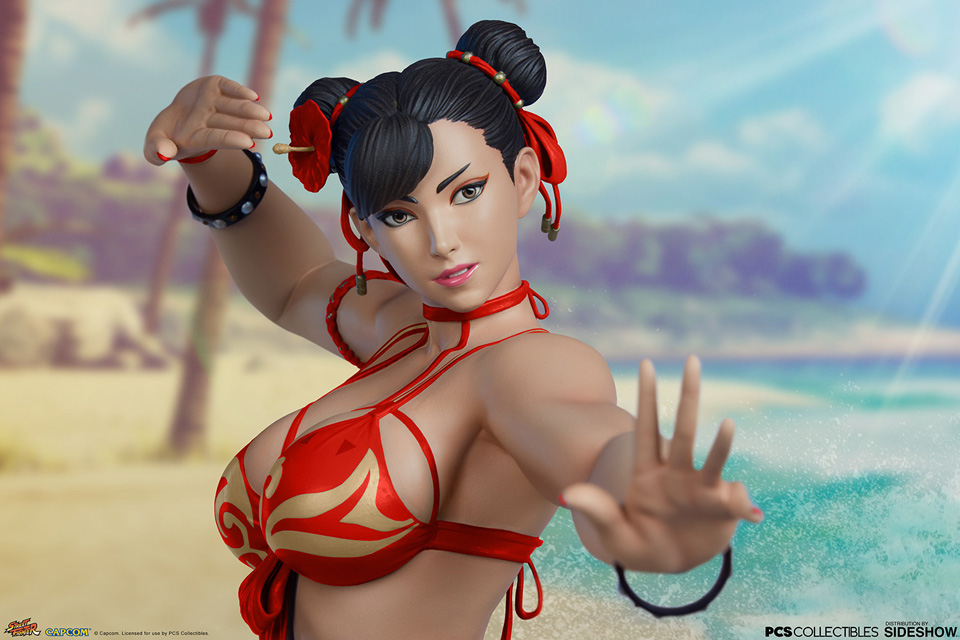 Figurine-de-Chun-Li-en-bikini-rouge-dans-Street-Fighter-par-PCS