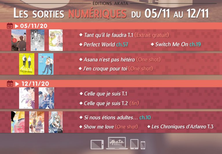 Planning des sorties numériques mangas chez Akata Editions