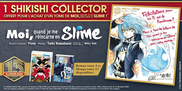 Kurokawa vous offre des shikishi de Moi, quand je me réincarne en slime