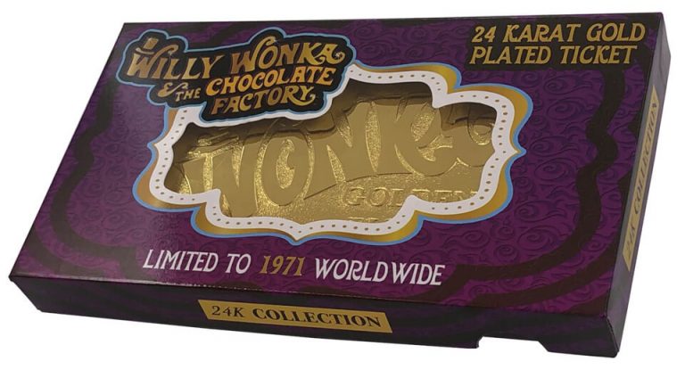 Réplique Billet Gagnant Willy Wonka Plaqué Or 24k (50e Anniversaire) – Edition Limitée en Exclusivité Zavvi