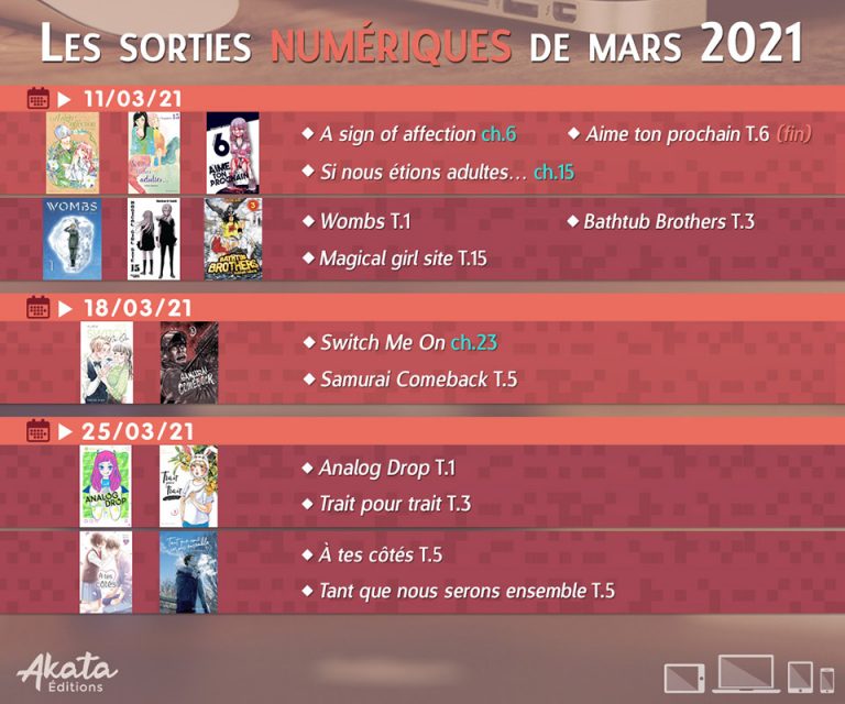 Les sorties numériques mangas de mars 2021 chez Akata !