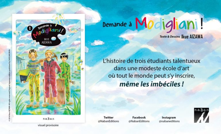 Bande annonce du manga Demande à Modigliani ! chez les éditions naBan