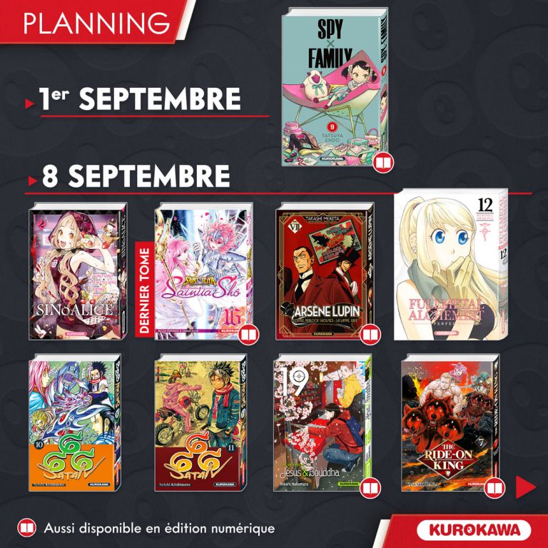 Les sorties mangas de septembre 2022 chez Kurokawa