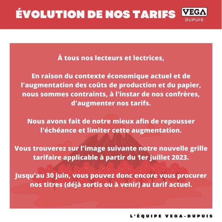 Des augmentations de prix chez Vega-Dupuis