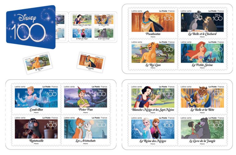 Carnet de 12 timbres – 100 ans d&rsquo;histoires Disney