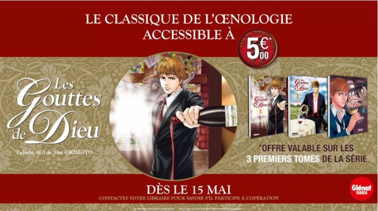 Promotion exceptionnelle : Les trois premiers tomes de « Les Gouttes de Dieu » à 5€ Chez Glénat