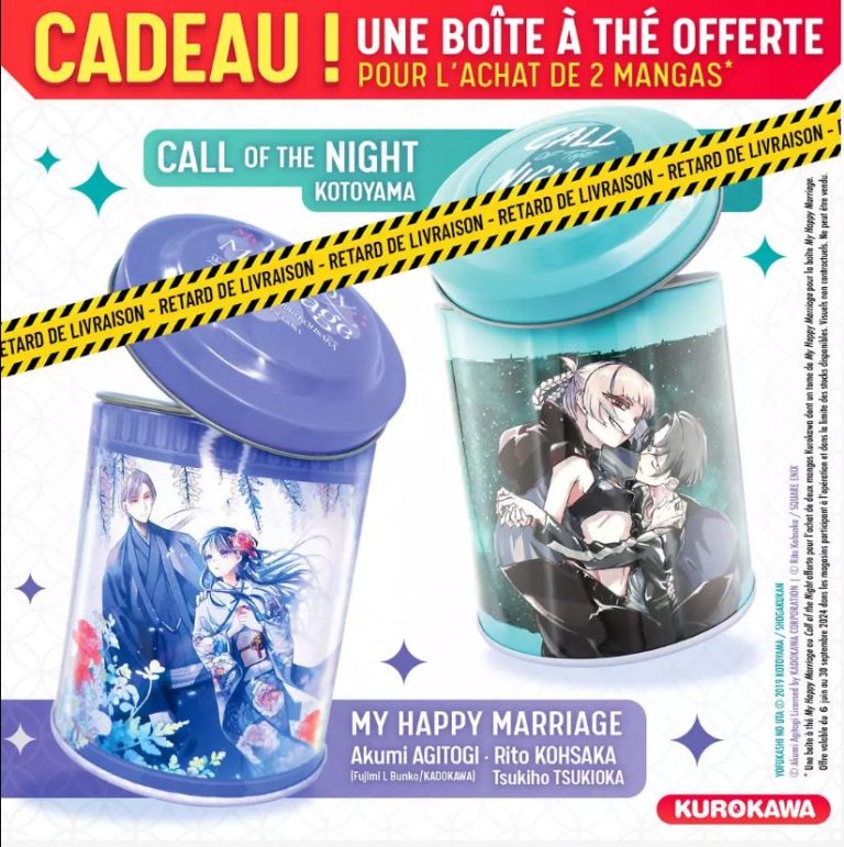 Opération estivale Kurokawa : Deux mangas achetés, une boîte à thé offerte !