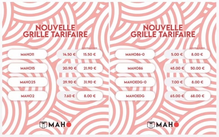 📚 Mahô : changements de prix à partir du 29 août 2025