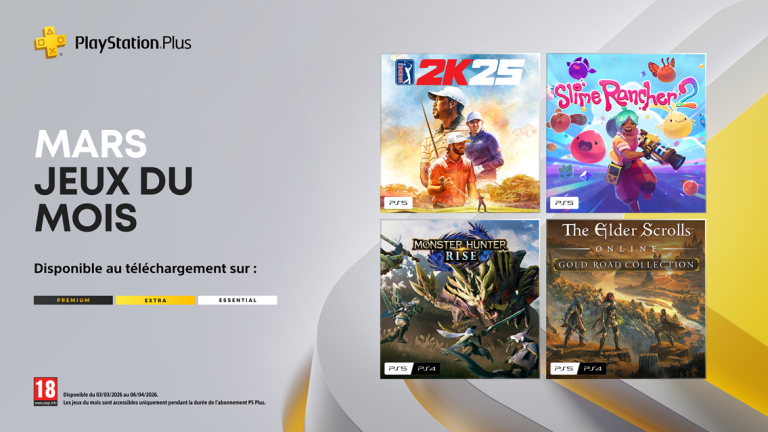 🎮 PlayStation Plus : les jeux offerts en mars 2026 dévoilés